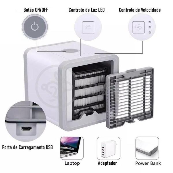 Imagem de Mini Ar Condicionado Umidificador Portátil Air Cooler 3 Vel