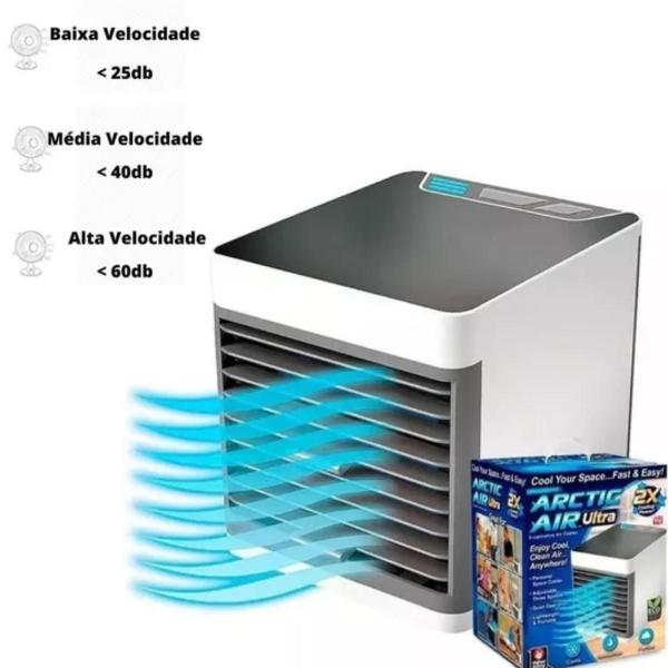 Imagem de Mini ar condicionado USB com operação silenciosa.