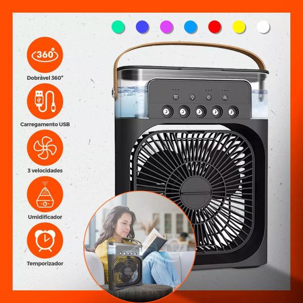 Imagem de Mini Ar Condicionado Ventilador Umidificador Climatizador Cor Branco 110v/220v