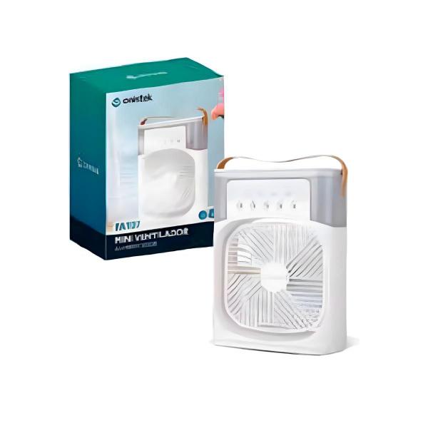 Imagem de Mini Ar Condicionado Ventilador Umidificador Portátil Com Luz Noturna De 7 Cores E Timer