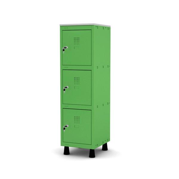 Imagem de Mini Armário Guarda Volume Locker Roupeiro 1 Vão 3 Portas MGRF501/3 Verde Miró - Pandin