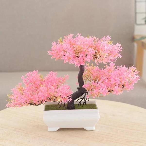 Imagem de Mini Árvore Bonsai Artificial de Plástico - Decoração para Casa com Vaso