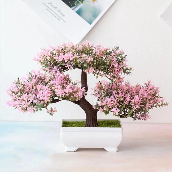 Imagem de Mini Árvore de Bonsai Artificial em Vaso - Decoração para Mesa e Jardim