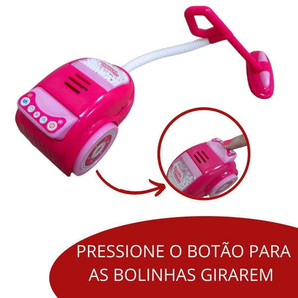 Imagem de Mini aspirador de pó infantil com luz e som divertido rosa