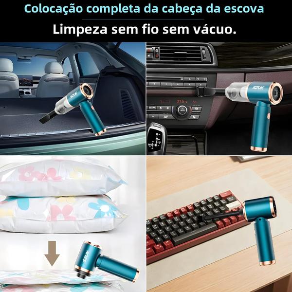 Imagem de Mini Aspirador de Pó Portátil Sem Fio para Carro - Sucção Forte