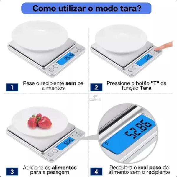 Imagem de Mini Balança Digital Alta Precisão Cozinha Dieta Bolso 0,1g até 3000g Onistek Bl705