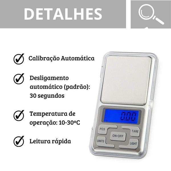 Imagem de Mini Balança Digital de Alta Precisão Portátil 0,01g a 200g Uso Profissional e Doméstico - Elite