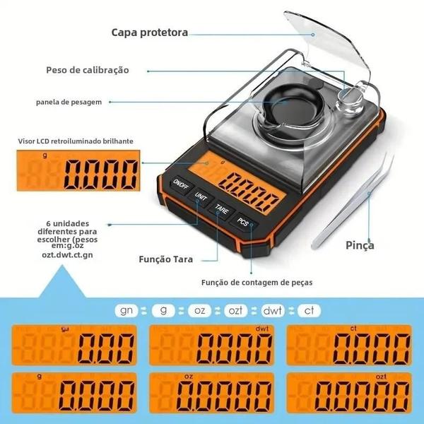 Imagem de Mini Balança Digital de Precisão 50g - Portátil e Profissional