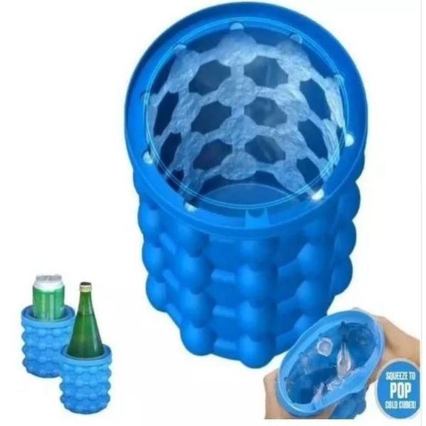 Imagem de Mini Balde Forma Gelo Em Silicone Azul Ice Magic Cube