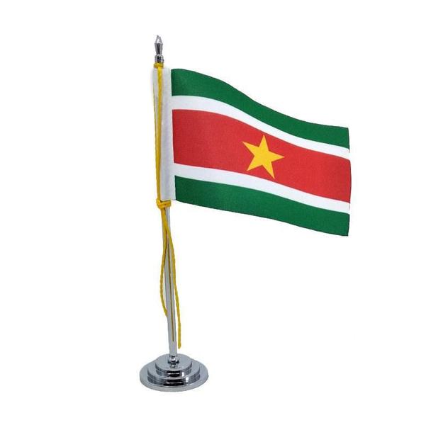 Imagem de Mini Bandeira De Mesa Suriname 15 Cm (Mastro)Poliéster