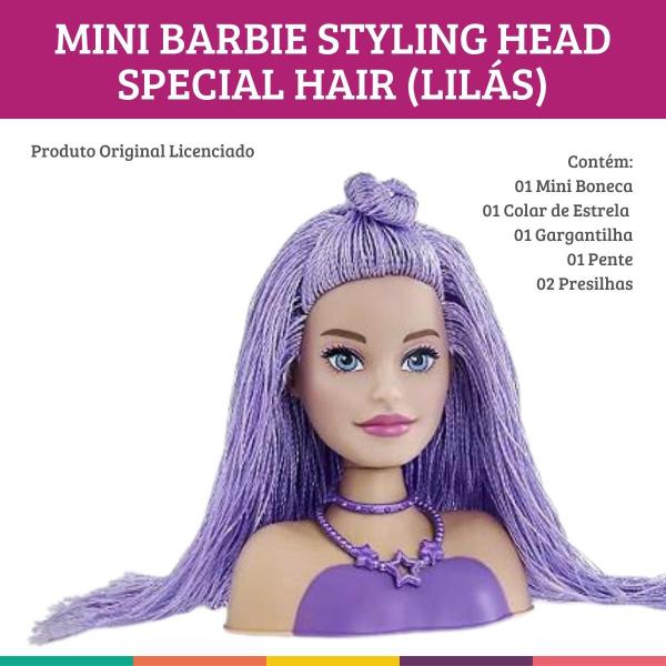 Imagem de Mini Barbie Styling Head Cabelo Lilás Boneca Original Pupee