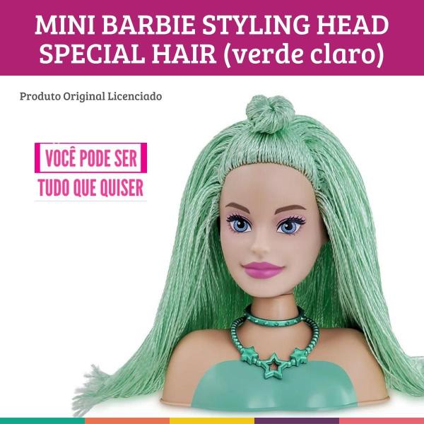 Imagem de Mini Barbie Styling Head Cabelo Verde Boneca Original Pupee