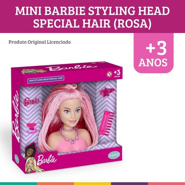 Imagem de Mini Barbie Styling Head Original Boneca Cabelo Rosa Pupee