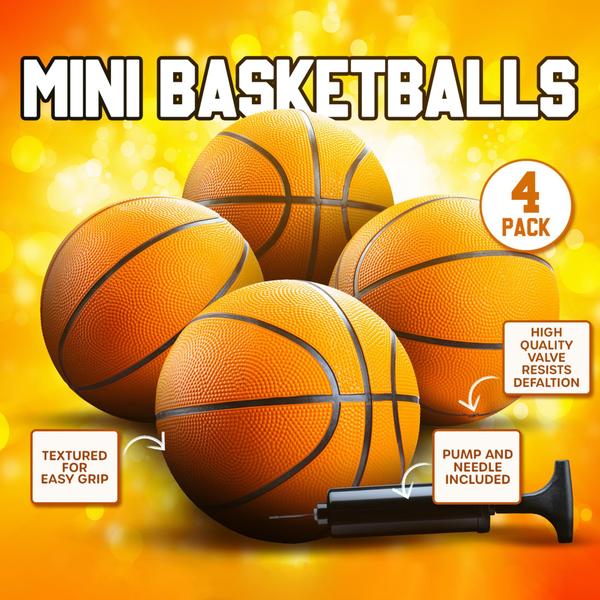 Imagem de Mini Basketball Bedwina tamanho 3 a 18 cm, pacote com 4 com bomba