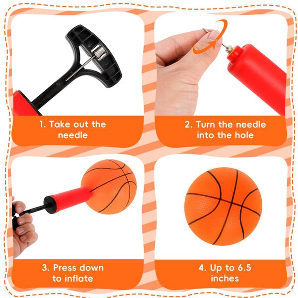 Imagem de Mini Basketball M SANMERSEN, pacote com 6, 6,3 cm com bomba de PVC para crianças