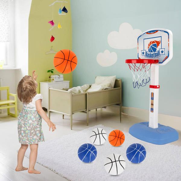 Imagem de Mini Basketball M SANMERSEN, pacote com 6, 6,3 cm com bomba de PVC para crianças