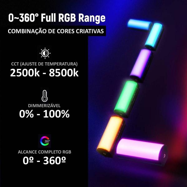 Mini Bastão Led RGB Bicolor 6W com Imã Neewer TL96 Foto Video Imagem de Mini Bastão Led RGB Bicolor 6W com Imã Neewer TL96 Foto Video