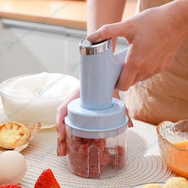 Imagem de Mini Batedeira Portátil Sem Fio Triturador de Alimentos Mixer 2 em 1 Elétrico 5 Velocidades Recarregável