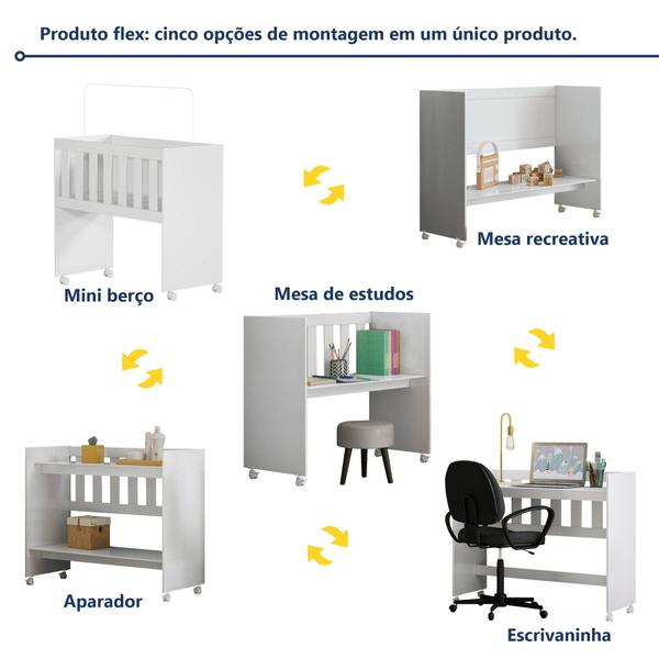 Imagem de Mini Berço 100% MDF com Colchão 5 em 1 Ariel