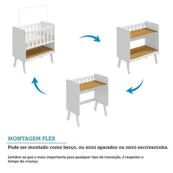 Imagem de Mini Berço 3 em 1 com Colchão Ada Retrô 100% Mdf Espresso Móveis Branco Brilho