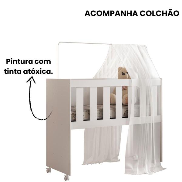 Imagem de Mini Berço 5x1 100% MDF Colchão Incluso Suporte Mosquiteiro