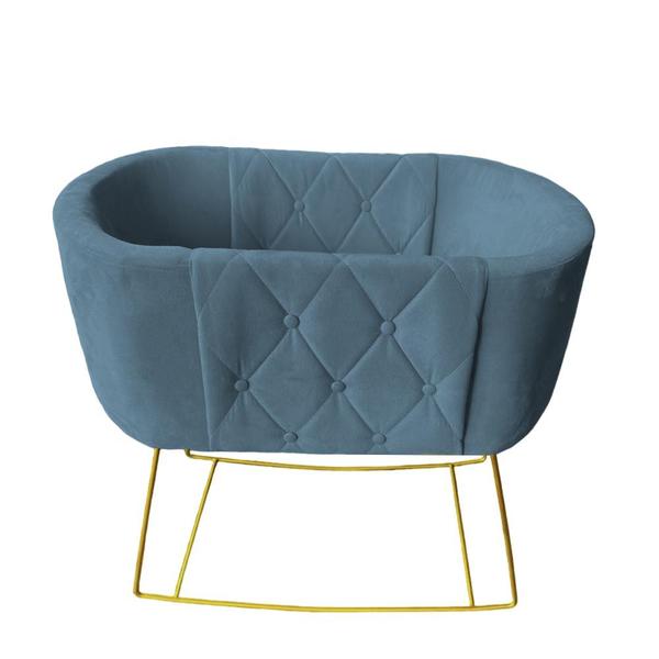 Imagem de Mini Berço Aconchego com Balanço suede Azul Tiffany - D'Classe Decor