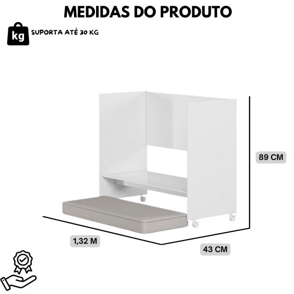 Imagem de Mini Berço Multifuncional 5 Versões Utilidade Moderno Branco