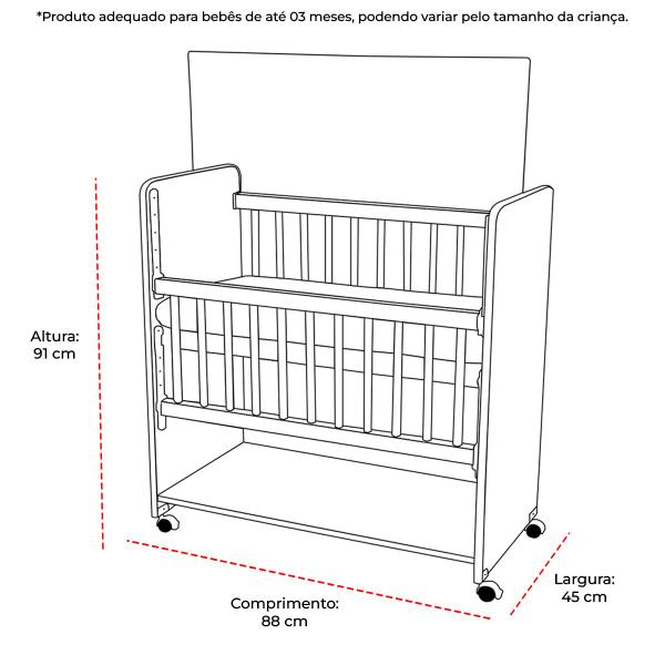 Imagem de Mini Berço New Baby Nature/Branco Grade Removível Navega Móveis