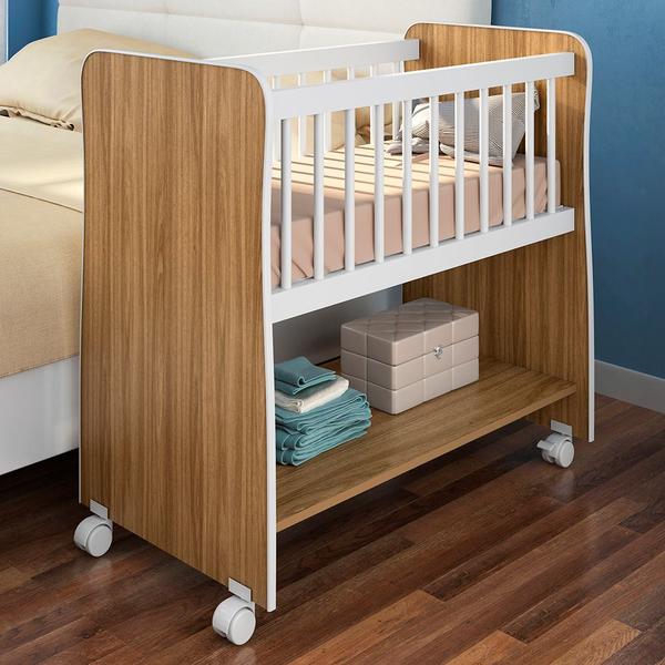 Imagem de Mini Berço Para Bebê Infantil Rubi Estilo Moisés Com Colchão Nature Branco - Desk Design