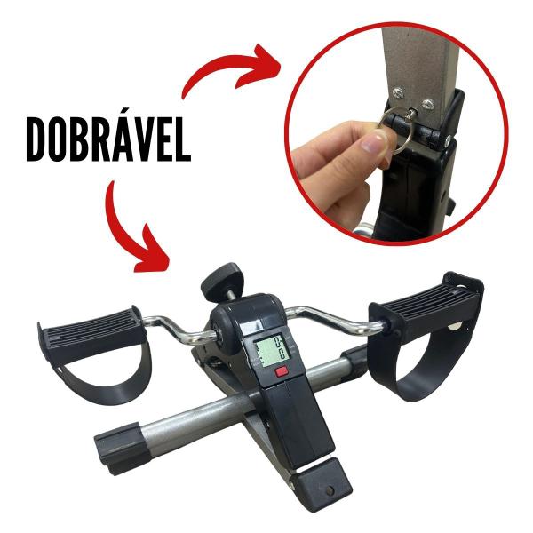 Imagem de Mini Bicicleta Ergométrica com Monitor Portátil Dobrável Fisioterapia Braços Pernas Importway Iwmbem