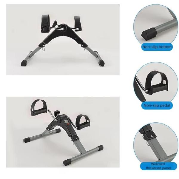 Imagem de Mini bicicleta fisioterapia ergometrica bike lcd simulador pedal dobravel fitness perna e braco com ciclo computador por