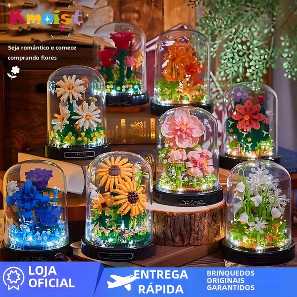 Imagem de Mini Blocos de Construção de Flores DIY - Micro Tijolos para Decoração de Casa