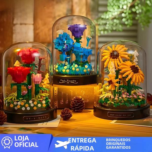 Imagem de Mini Blocos de Construção de Flores DIY - Micro Tijolos para Decoração de Casa