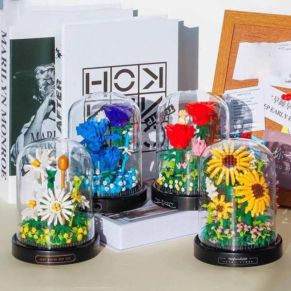 Imagem de Mini Blocos de Construção de Flores DIY - Micro Tijolos para Decoração de Casa