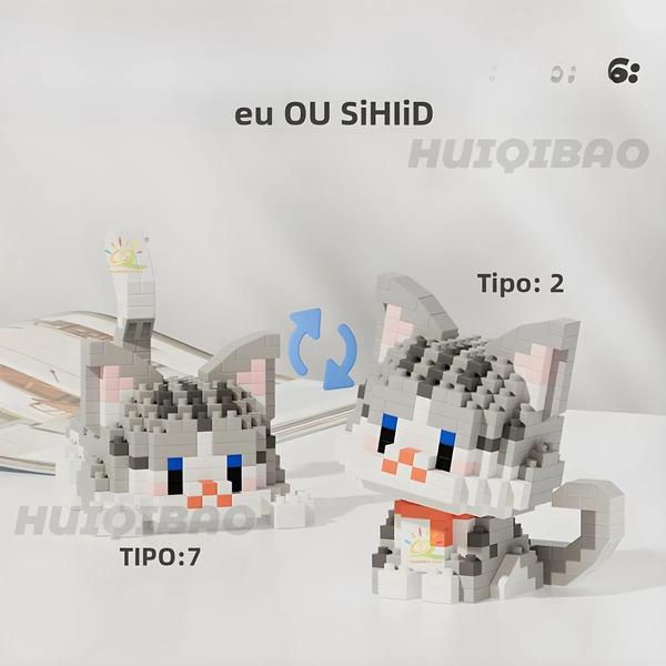 Imagem de Mini Blocos de Construção Gato Bonito - Modelo Micro para Crianças