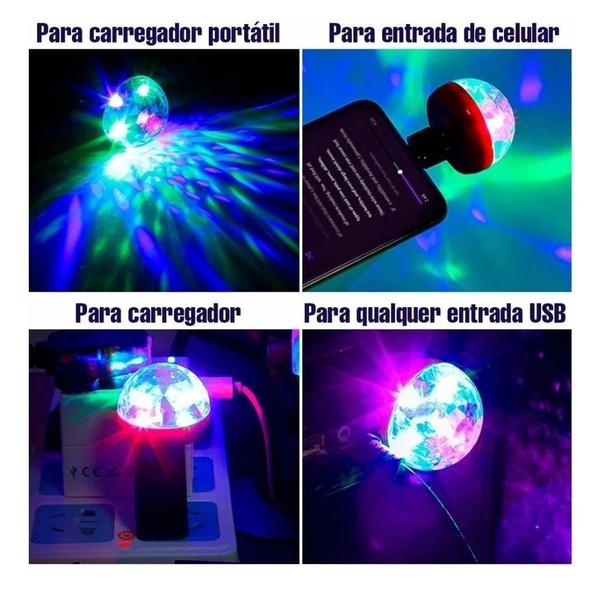 Imagem de Mini Bola Luz Rgb Maluca Pra Colocar No Celular Ou No Carro