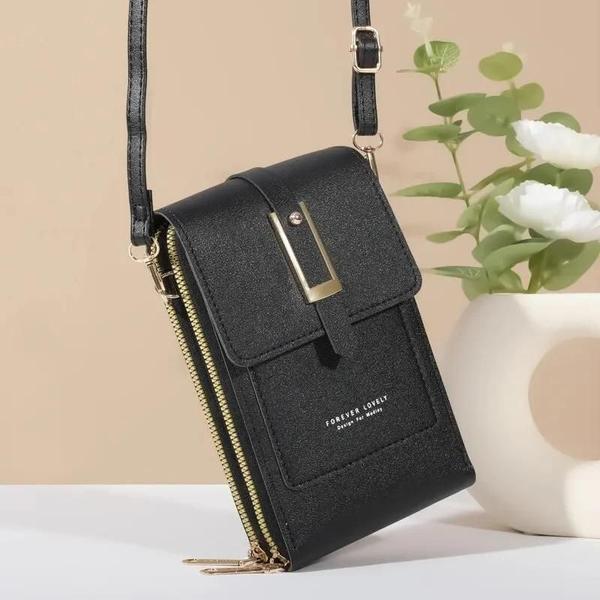 Imagem de Mini Bolsa Crossbody com Tela Sensível ao Toque - Carteira Moderna em Material Sintético