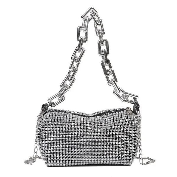 Imagem de Mini Bolsa Crossbody Feminina com Strass e Glitter - 63 x 354 Polegadas