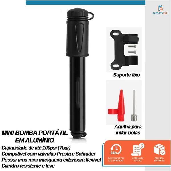 Imagem de Mini Bomba De Bicicleta De Ar Com Extensor 100Psi Starfer