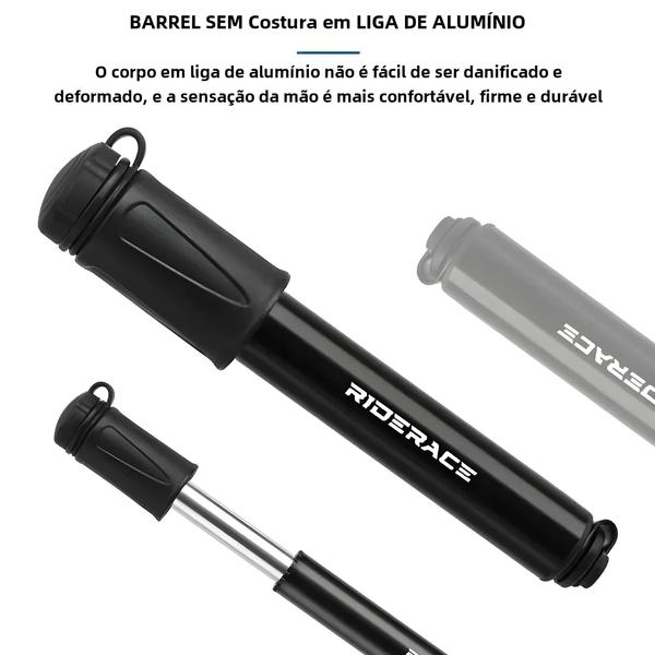 Imagem de Mini Bomba Portátil de Alta Pressão RIDERACE para Bicicleta - Bomba de Ar Manual para Ciclismo