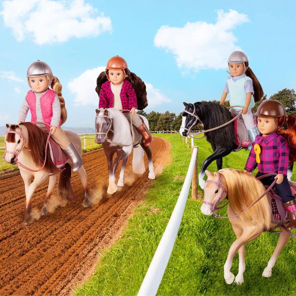 Imagem de Mini boneca Lori Samanda andando a cavalo de 6 polegadas com roupa