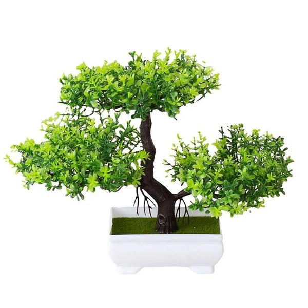 Imagem de Mini Bonsai Artificial em Vaso de Plástico - Decoração para Mesa e Jardim