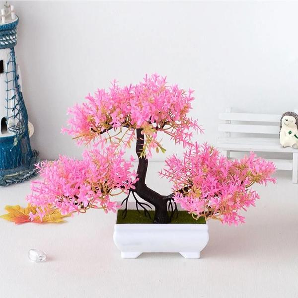 Imagem de Mini Bonsai Artificial em Vaso de Plástico - Decoração para Mesa e Jardim