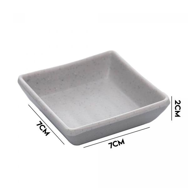 Imagem de Mini Bowl Porta Shoyu Melamina Quadrado Tóquio Sushi Granilite Lyor 7cm