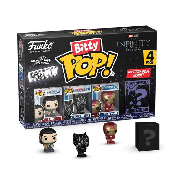 Mini brinquedos colecionáveis, pacote com 4, Funko Bitty Pop! Marvel Imagem de Mini brinquedos colecionáveis, pacote com 4, Funko Bitty Pop! Marvel