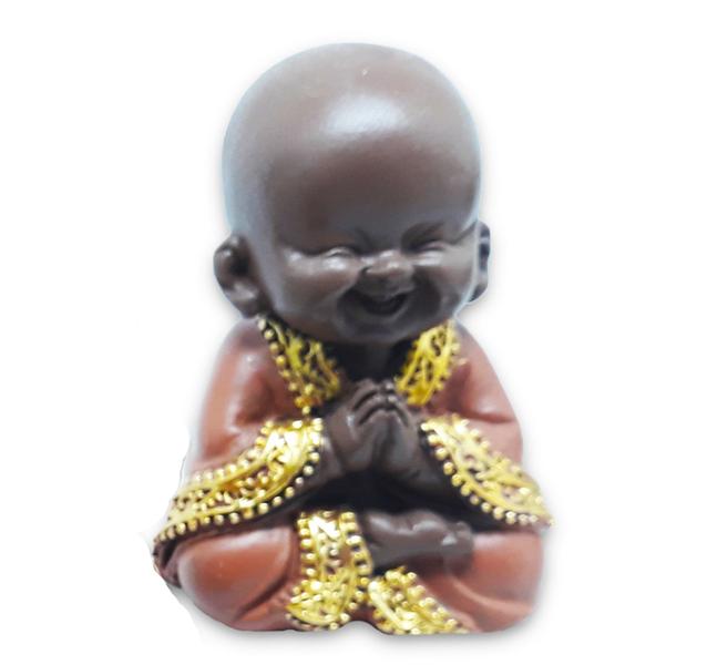 Imagem de Mini Buda da Felicidade Rezando Prosperidade Marrom 7cm