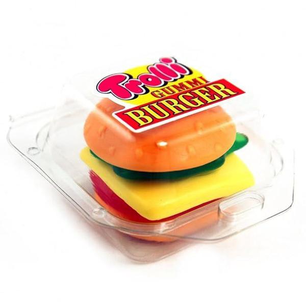 Mini burguer trolli goma importada formato hambúrguer 90g Imagem de Mini burguer trolli goma importada formato hambúrguer 90g
