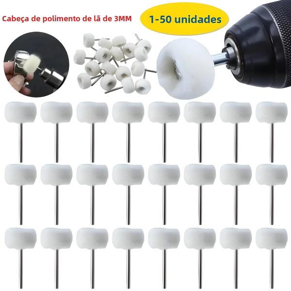 Imagem de Mini Cabeças de Polimento de Lã (3mm) - Kit com 1 a 120 Peças