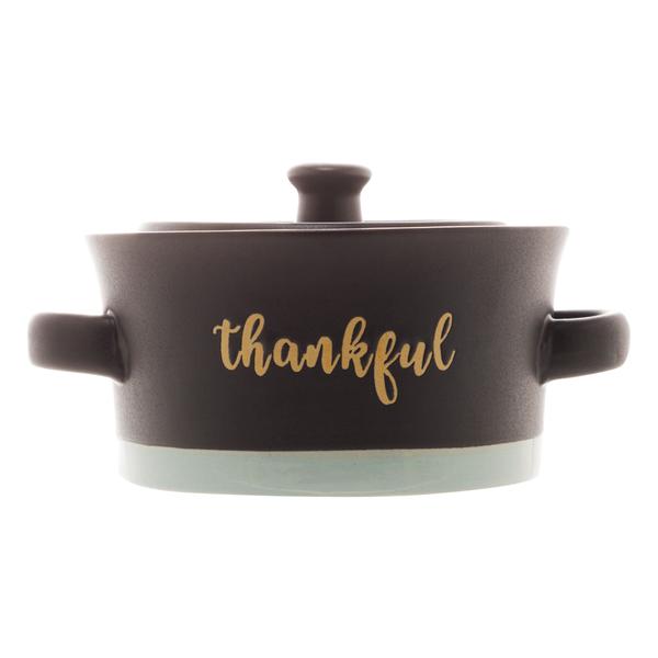 Imagem de Mini Caçarola de Cerâmica Thankful Preto Matt/Azul 13cm X 6cm Bon Gourmet