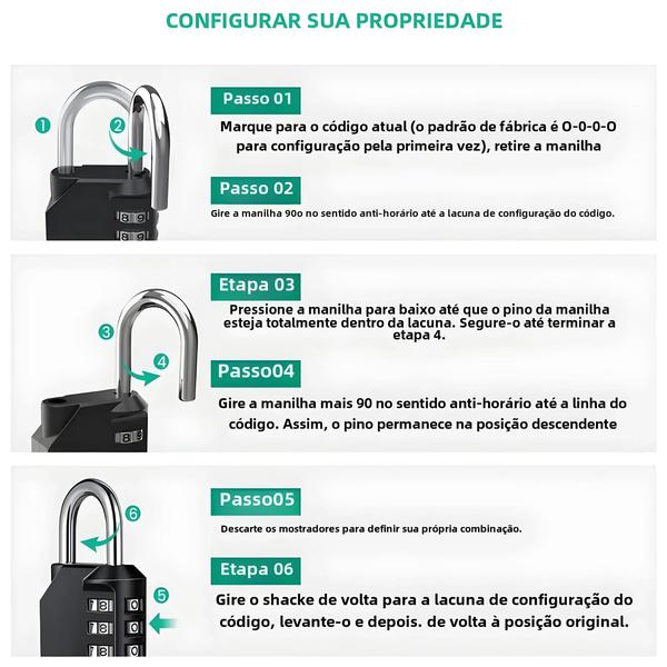 Imagem de Mini Cadeado de Combinação de 4 Dígitos à Prova d'Água - para Mala, Bolsa e Armário